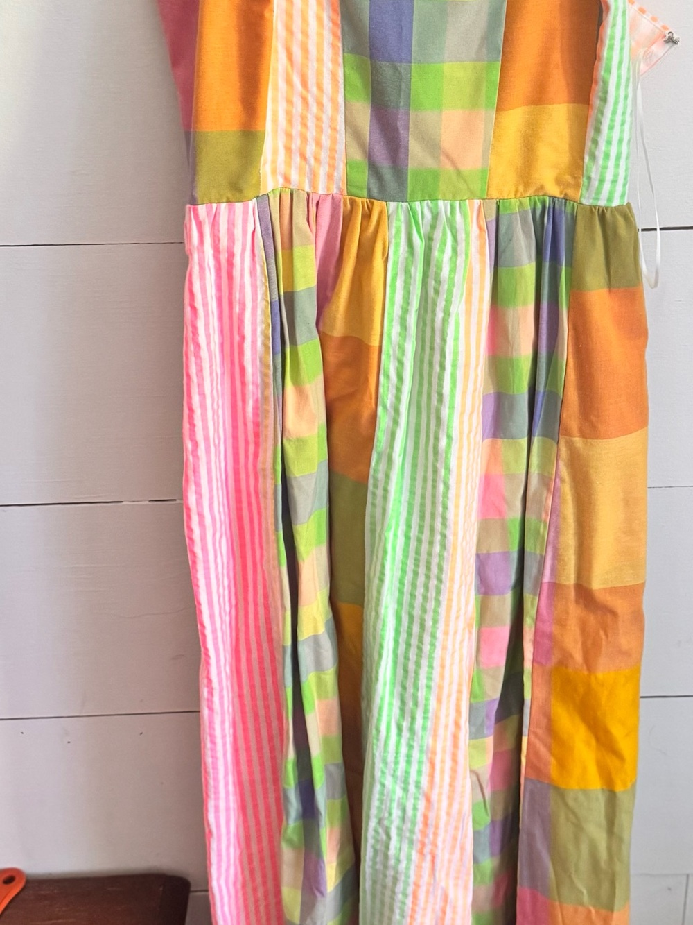 Girls Multicolor Patchwork Stripe Skirt - Vibrant Pink & Green